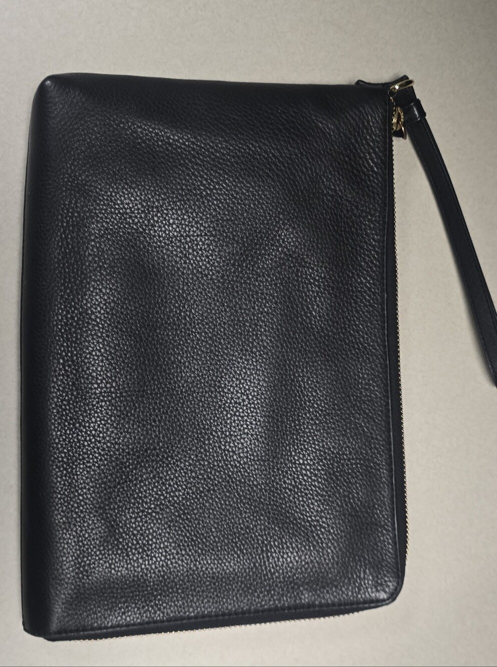 ANTONIO MELANI Everything Bag Wallet Wristlet Clutch Zip Black Leather Like New